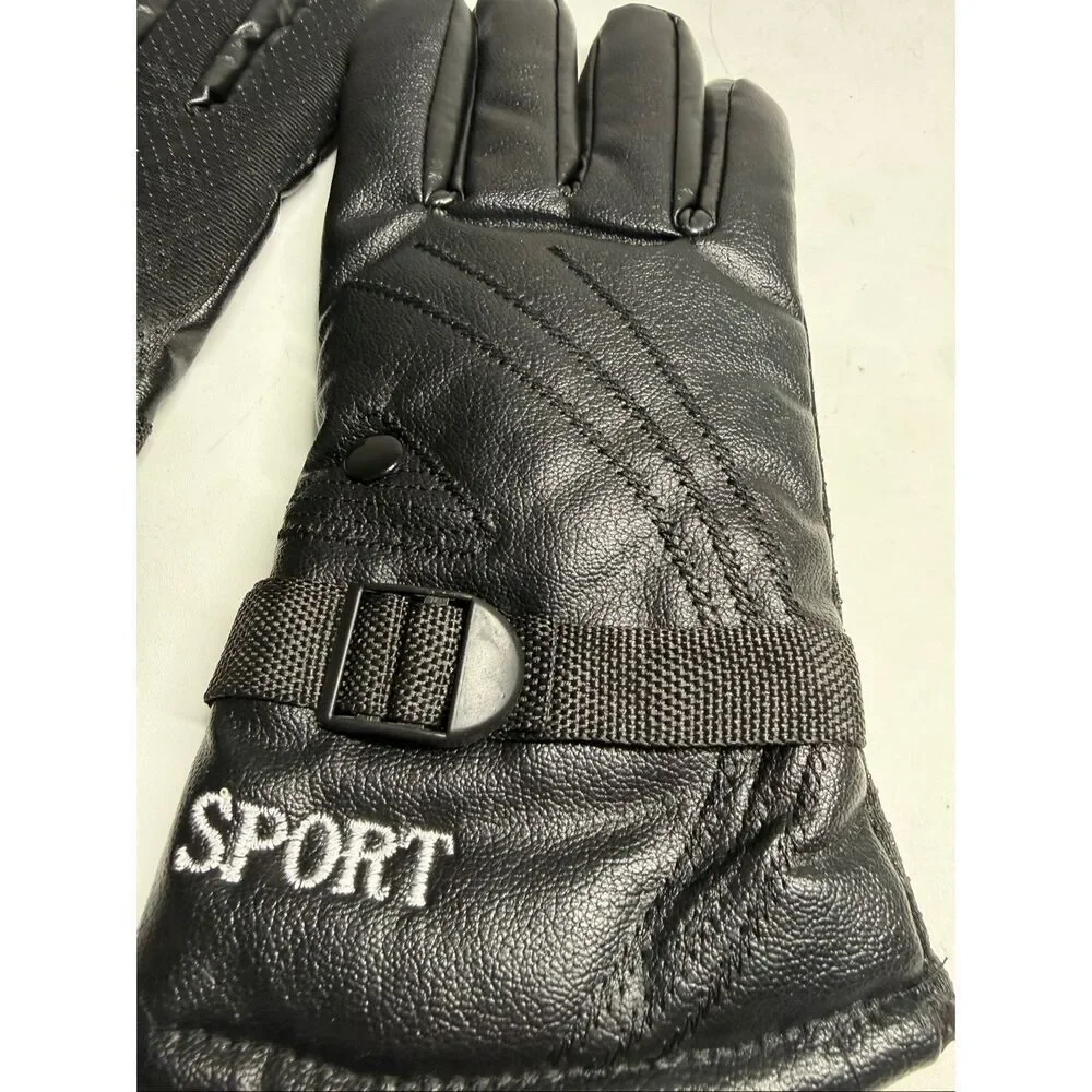 Sport Women’s Thinsulate Faux Leather Gloves Black New Size L